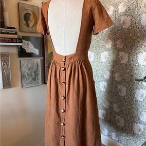 Sezane Odalie Backless Linen Midi
Dress Mocha EU 34